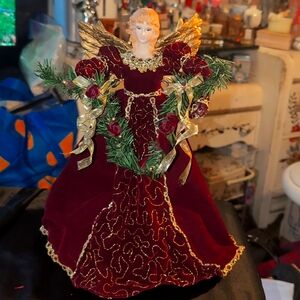 AVAILABLE - Vintage 14" Tall porcelain faced Angel tree topper.